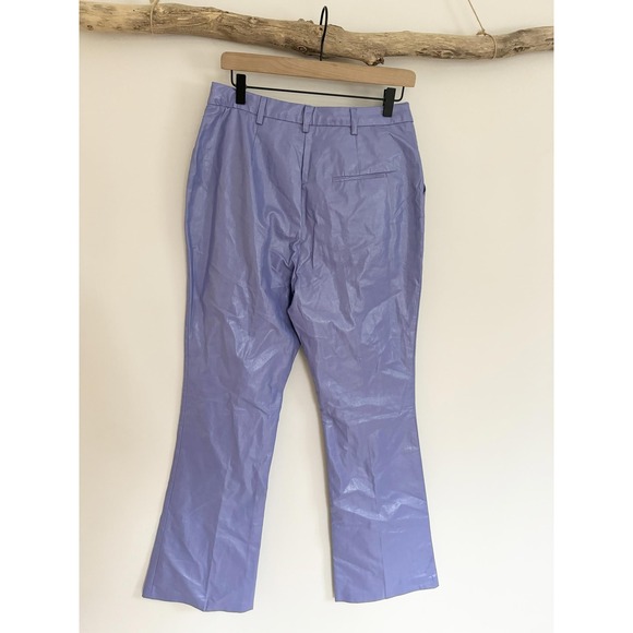 TOPSHOP Faux Leather Flare Pants Lavender Purple High Waisted Women's Size 8 - Picture 5 of 10